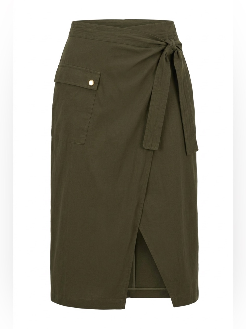 ZARA Army Green Midi Wrap Skirt